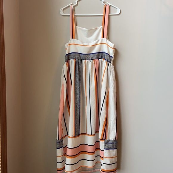 Wide Strapped Colorful Striped Maxi Dress - Picture 7 of 7